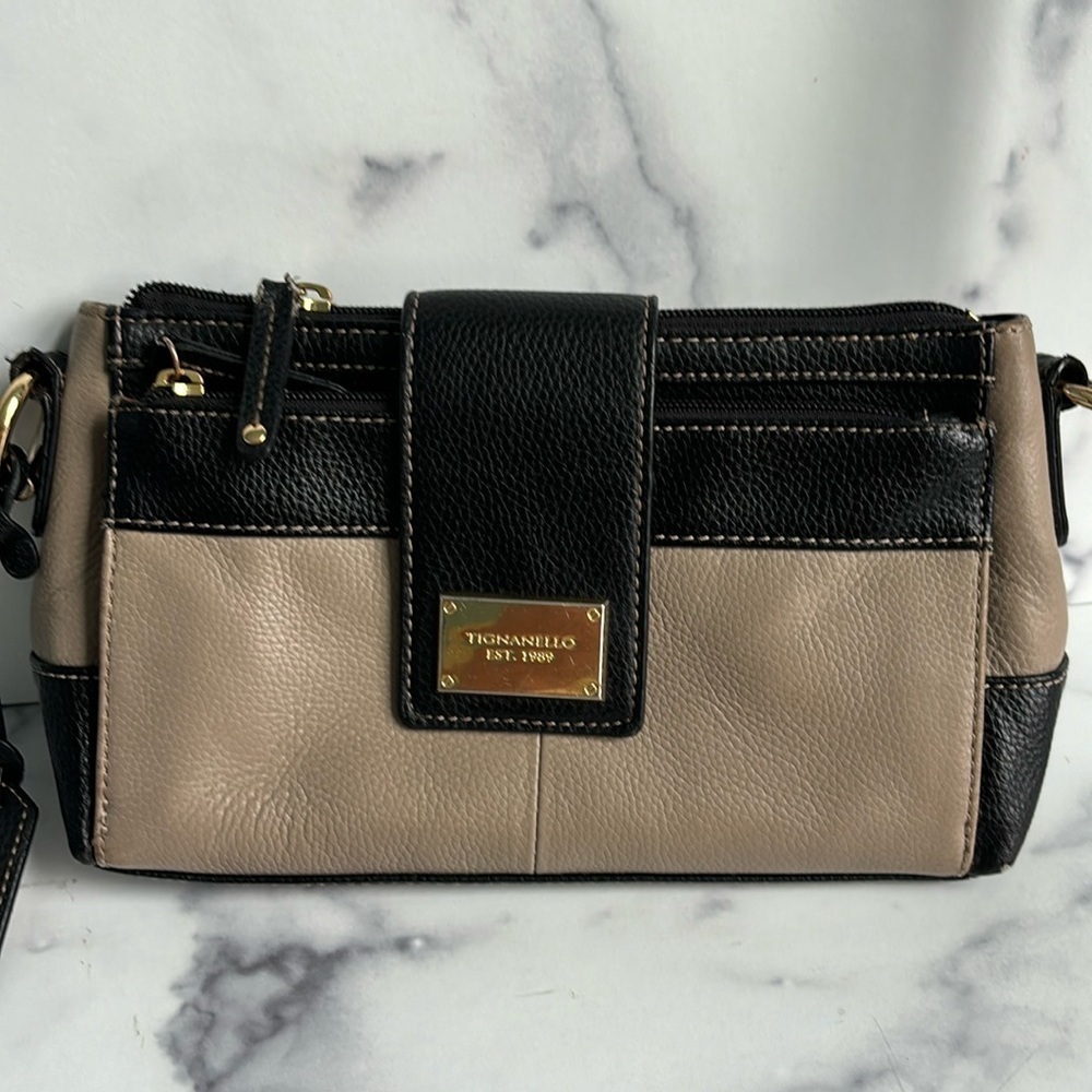 Tignanello Social Status Leather Crossbody Mushroom Black
